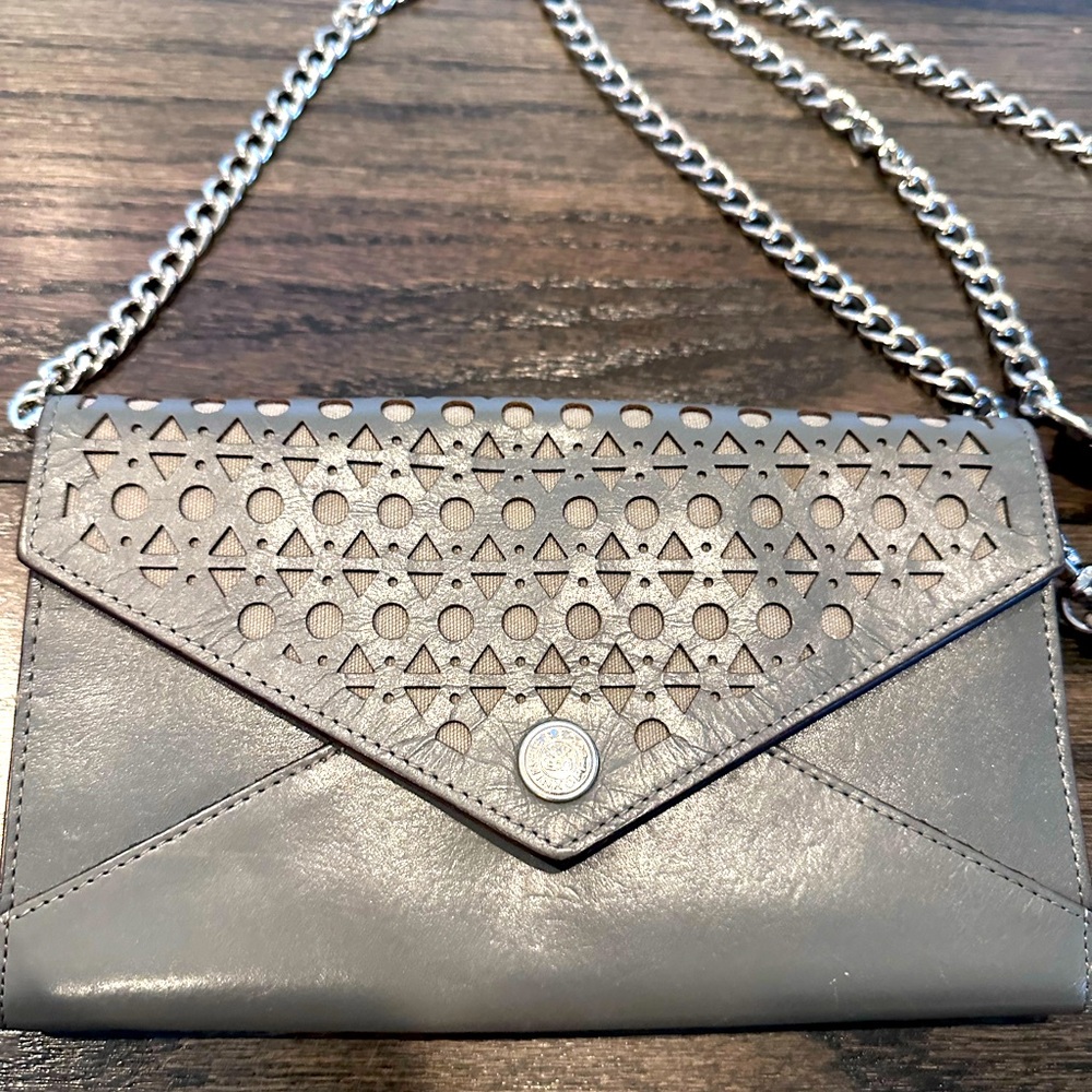 Rebecca Minkoff Crossbody Shoulder Bag Grey leather laser cut